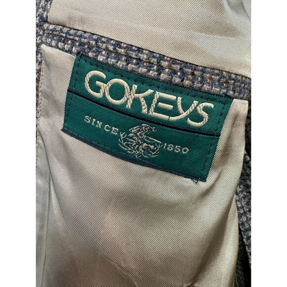 Gokeys Mens Wool Tweed Blazer Elbow Patches & Leather Buttons 42A Brown - Picture 5 of 16